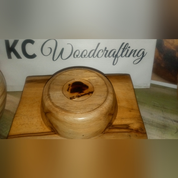 Cheese and cracker bowl solid maple hand turned by KC WOODCRAFTING - Picture 3 of 7
